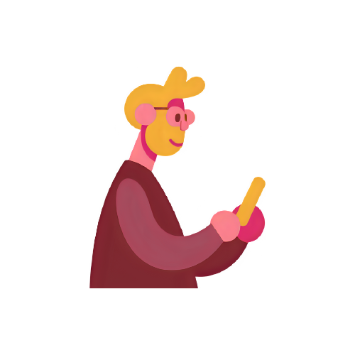 Modern business owner with device illustration